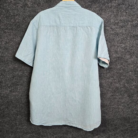 HERITAGE REPORT COLLECTION 100% Linen Shirt Men's XL Light Blue Short Sleeve - Picture 2 of 9